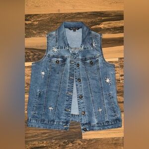 Baccini Blue Denim Women's Vest with Star Accents